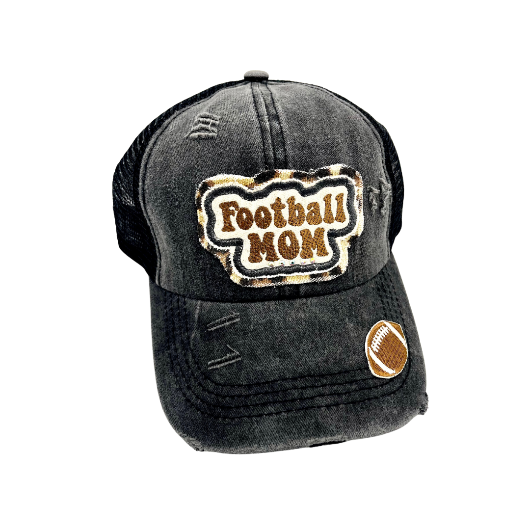 FOOTBALL MOM CRISS CROSS PONYTAIL TRUCKER