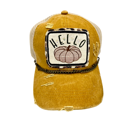 Hello Pumpkin Criss Cross Trucker