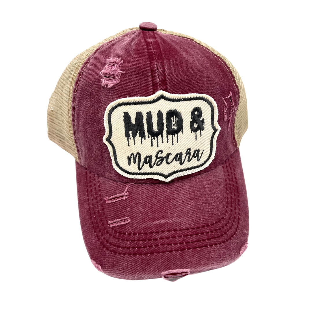 MUD AND MASCARA CRISS CROSS PONYTAIL TRUCKER