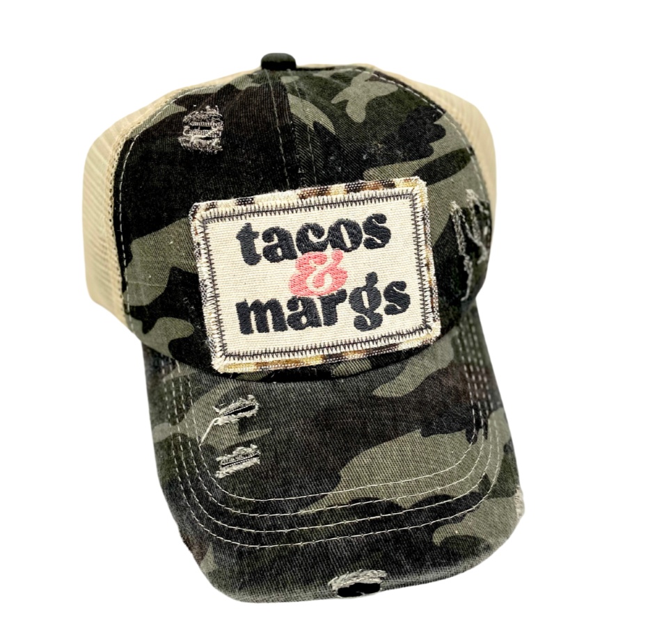 TACOS AND MARGS CRISS CROSS PONYTAIL TRUCKER