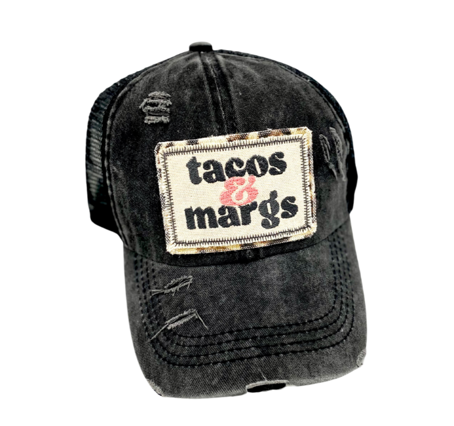 TACOS AND MARGS CRISS CROSS PONYTAIL TRUCKER